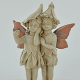 Forest Fairy Couple Copper Winged White Sculpture Figurine Art Deco Girl Garden Home Decor Gift H19cm
