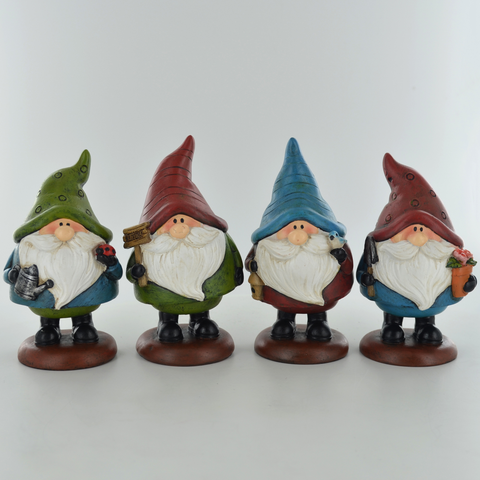 Gnomes - Set Of Four Bobbing Gnomes Fantasy Figure Garden Ornament Home Decor Elf Joke Present Novelty Gift Comical