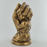 Cherished Child In Hand Sculpture Bronze Effect Gift Home Decor Parent Mother
