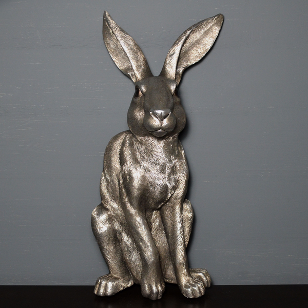 Silver Hare Wall Hanging Large Plaque Decor Home Winter Sculpture 39742