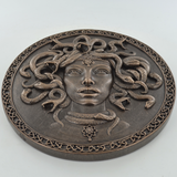 Bronze Effect Medusa Head Full Of Snakes On Round Plaque