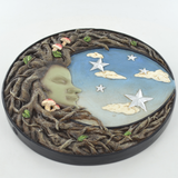 Tree Ent Half Moon Lady In Sky On Round Plaque