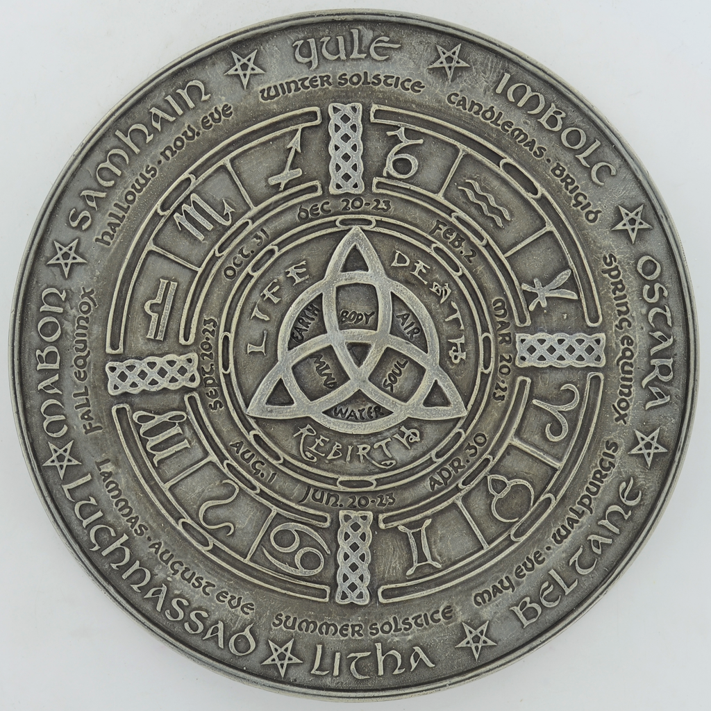 Wiccan Calendar Celtic Symbols Life Death Rebirth On Round Plaque