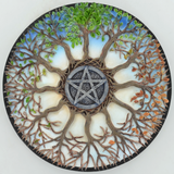 Pentagram Four Seasons Tree Of Life Round Plaque