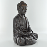 Dark Brown Distressed Sitting Buddha Sculpture