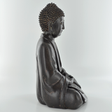 Dark Brown Distressed Sitting Buddha Sculpture