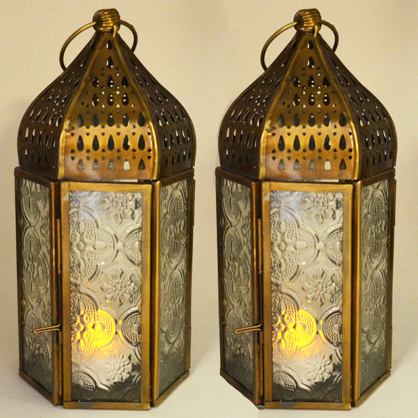 Moroccan Style Brass Lanterns Set of Two - Prezents.com