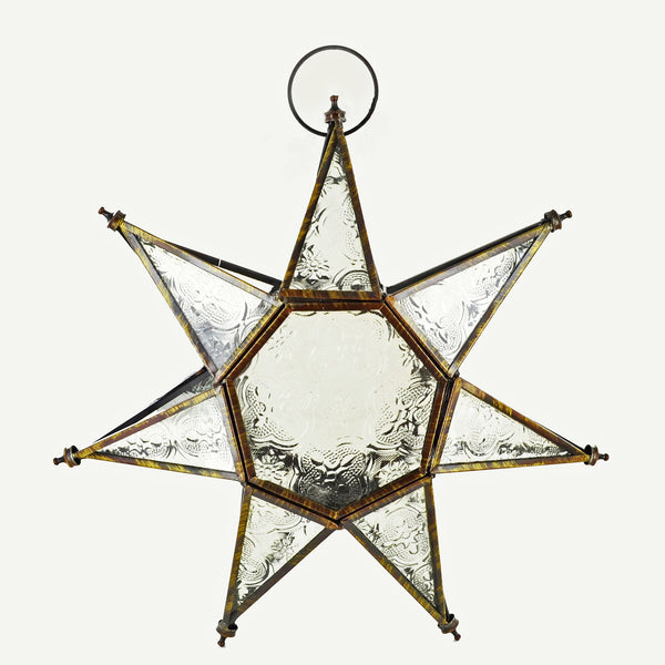 Moroccan Style Hanging Star Glass Lantern - Prezents.com