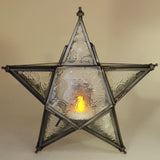 Moroccan Style Hanging Star Glass Lantern Small - Prezents.com