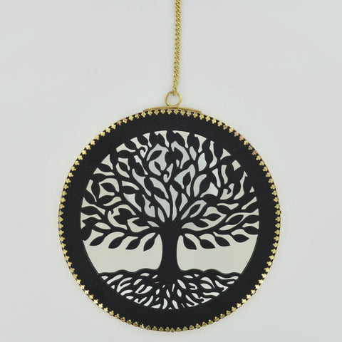 Tree of Life Wall Mirror Plaque with Brass Chain - Prezents.com