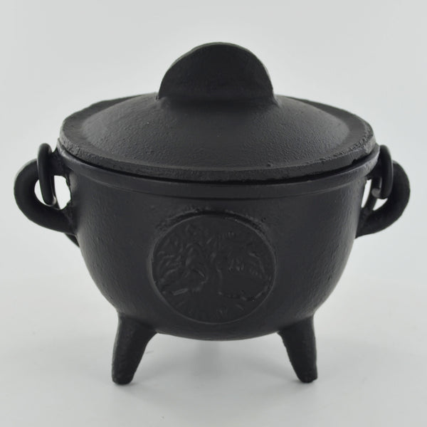 Cast Iron Cauldron with Magic Symbols - Medium - Three Designs - Prezents.com
