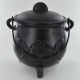 Cast Iron Cauldron with Tripple Moon Symbols - X-Large - Prezents.com