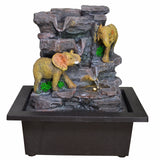 Indoor Water Fountain Stone Look & Elephants With LED Light - Prezents.com