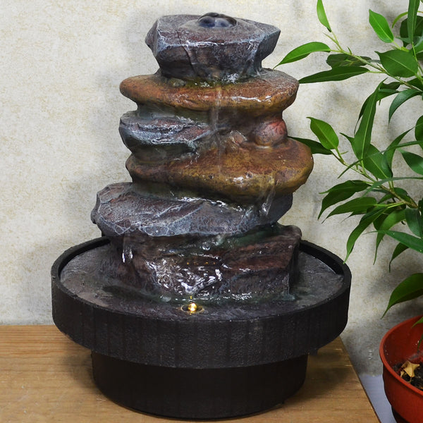 Indoor Water Fountain Stone Tower With LED Light - Prezents.com