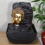 Indoor Water Fountain Golden Buddha Bust With LED Light - Prezents.com