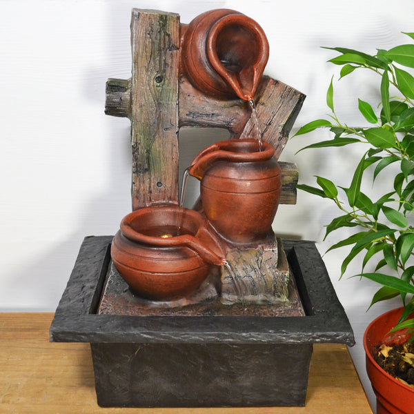 Overflowing Terracotta Pots Water Fountain Perfect Indoor Water Feature