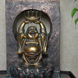 Indoor Water Fountain Verdigris Happy Buddha With LED Light