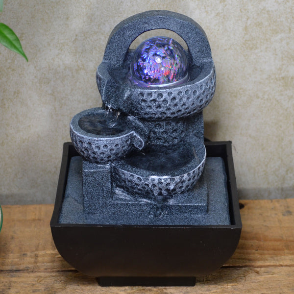 Indoor Water Fountain Grey Pots with LED Ball - Prezents.com