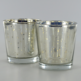 Silver Glass Speckled Votive Tea Light Holder - Set of 2
