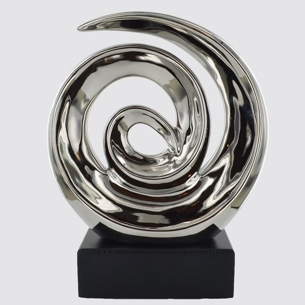 Silver Ceramics Swirl Sculpture - Prezents.com
