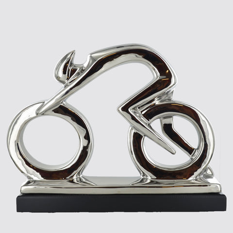 Silver Ceramics Abstract Cycling Sculpture - Prezents.com