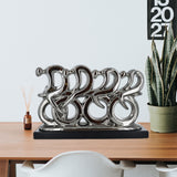 Silver Ceramics Abstract Cyclists Sculpture - Prezents.com