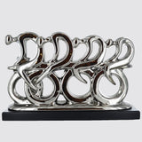 Silver Ceramics Abstract Cyclists Sculpture - Prezents.com