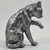 Silver Washing Cat Sculpture - Prezents.com