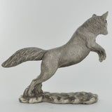 Large Jumping Fox Silver Sculpture - Prezents.com