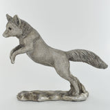 Large Jumping Fox Silver Sculpture - Prezents.com