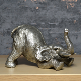 Elephant Arching Silver Sculpture