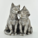 Pair of Cats Silver Sculpture