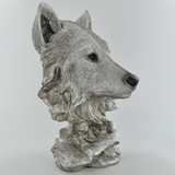 Wolf Head Silver Sculpture