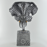 Silver Steampunk Style Elephant Head Ornament Home Decor Wildlife Sculpture Kingdom Gift Idea
