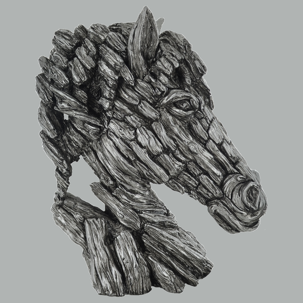 Silver Horse Head Driftwood Style Ornament Home Decor Medium Equestrian