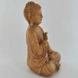 Small Wood Effect Sitting Buddha Sculpture - Prezents.com