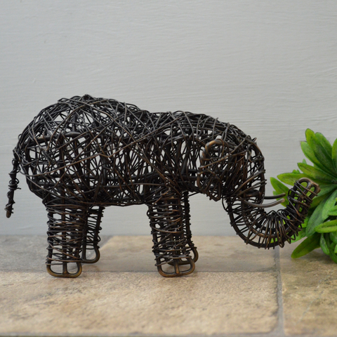 Bronze Wire Wrapped Elephant