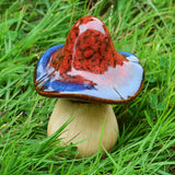 Curved Red & Blue Ceramic Toadstool for the Garden - Prezents.com