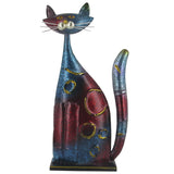 Pink and Blue Metal Cat Sculpture - Prezents.com